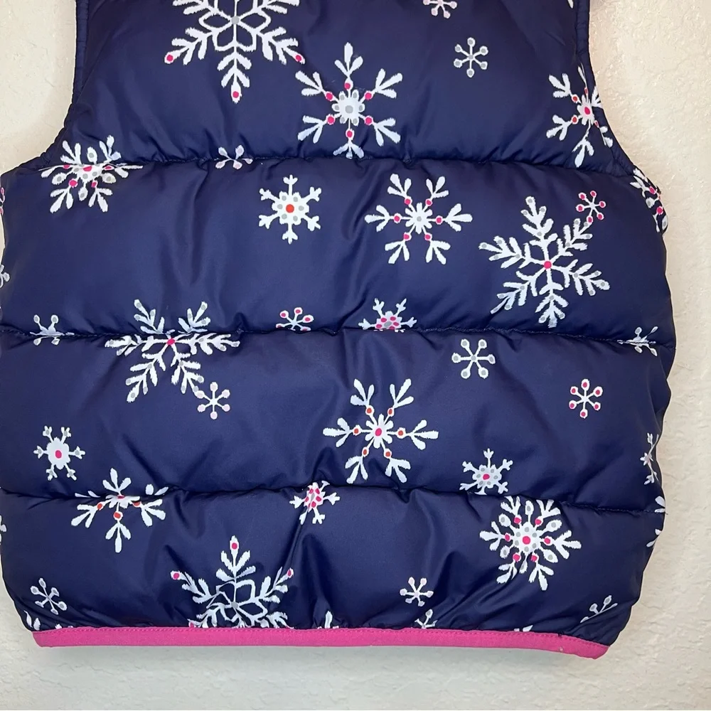 Gymboree Girls Snowflake Puffer Vest | Navy Pink Winter Coat | Size S‎ 6-8